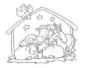 coloriage creche de noel et les animaux